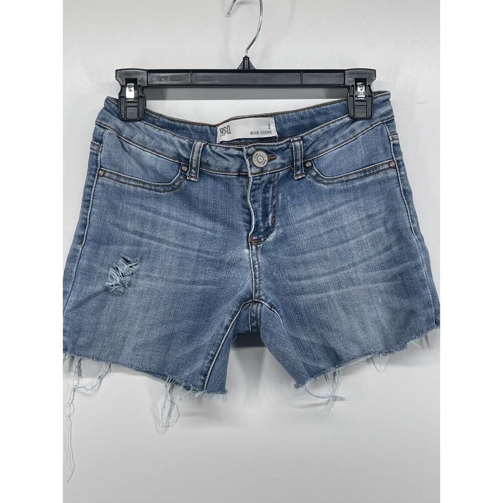 RSQ Jeans Shorts Womens‎ Size 3 Miami Jegging Blue Wash Denim Distressed Summer